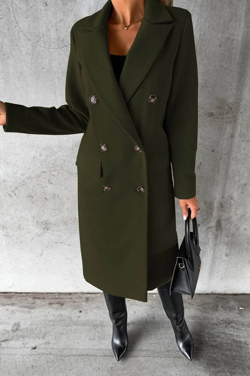 Buttonair - Long Coat with Structured Lapel Collar