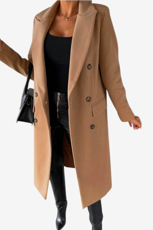 Buttonair - Long Coat with Structured Lapel Collar