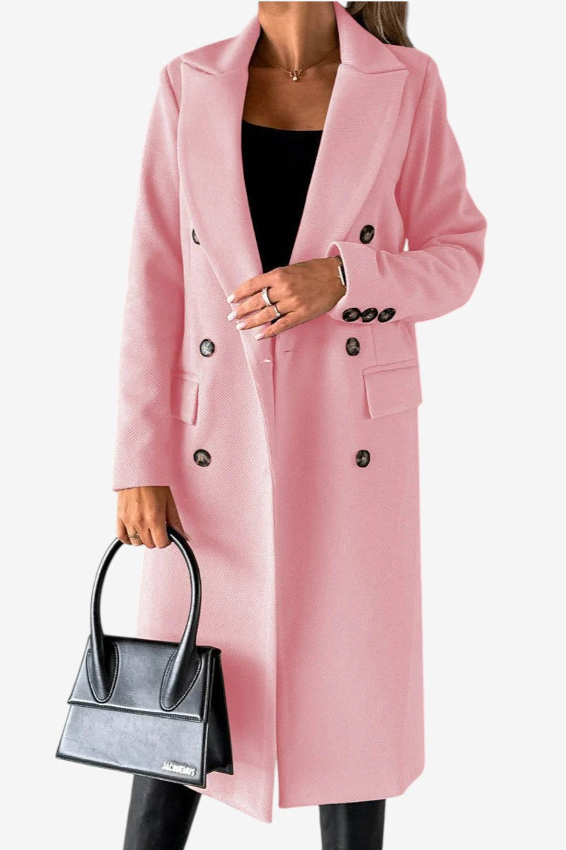 Buttonair - Long Coat with Structured Lapel Collar