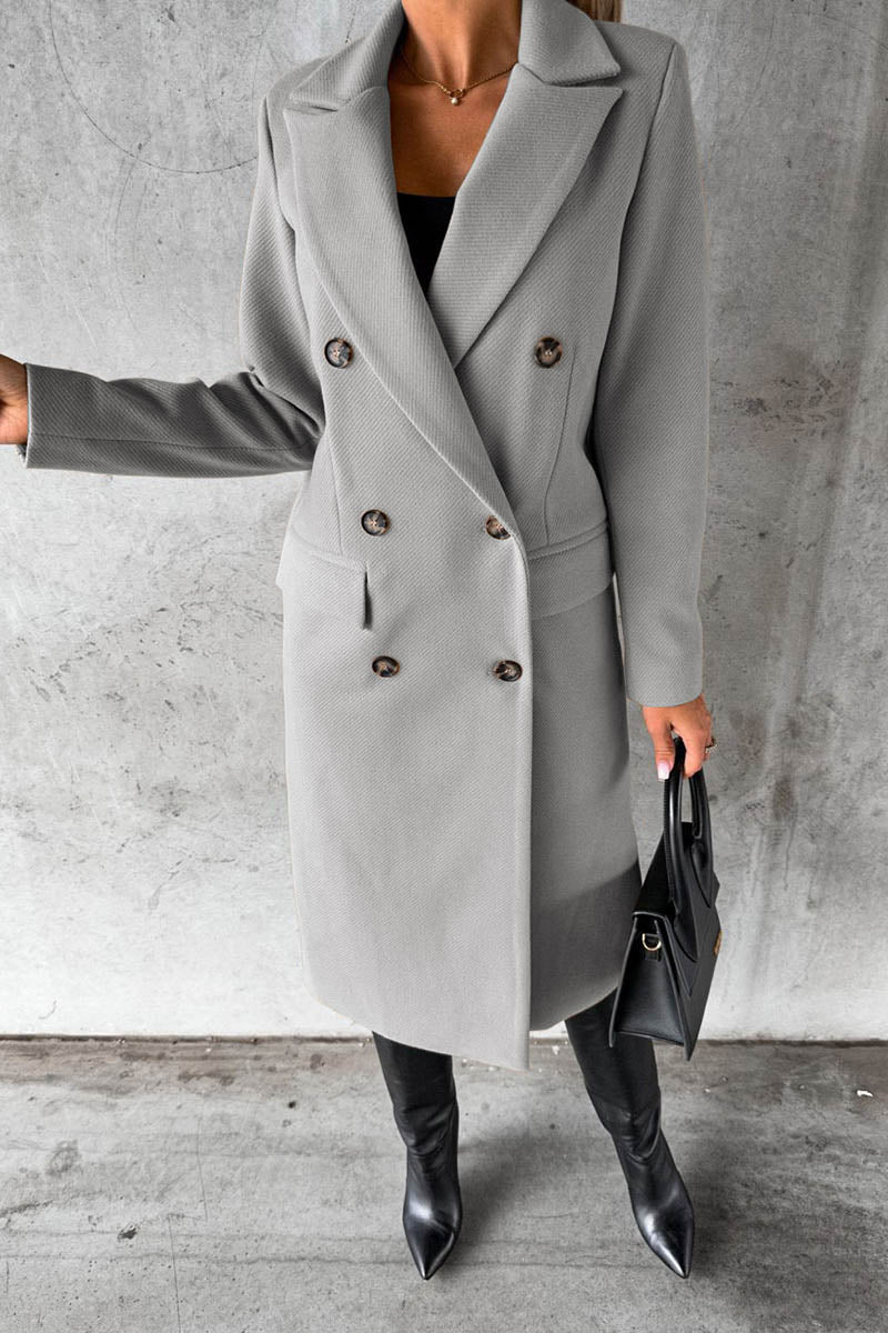 Buttonair - Long Coat with Structured Lapel Collar
