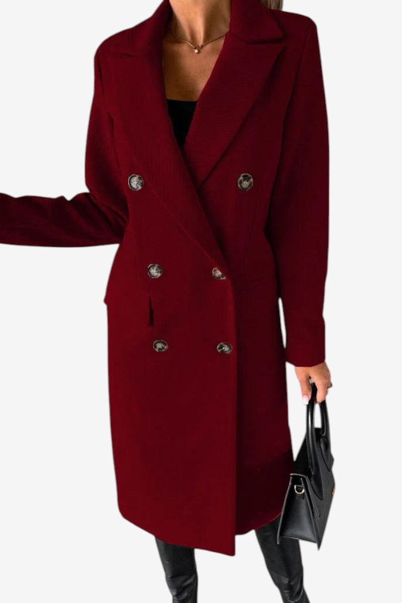 Buttonair - Long Coat with Structured Lapel Collar