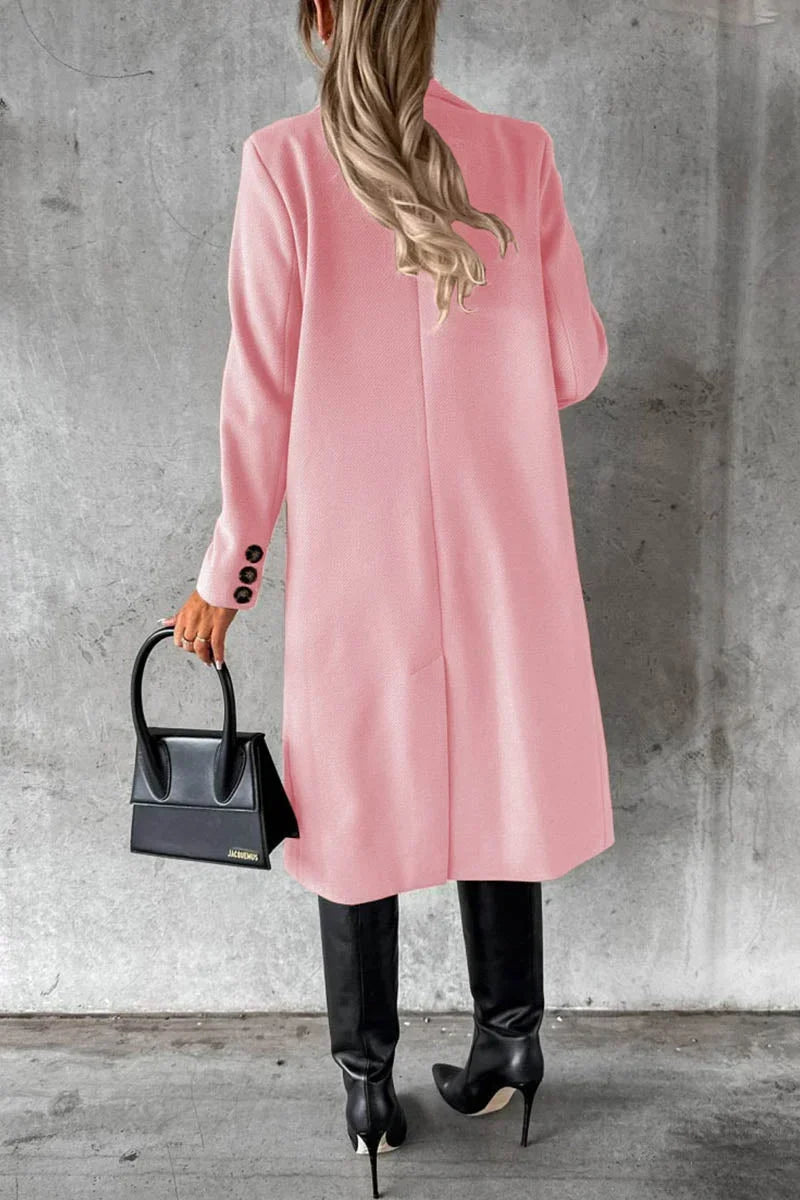 Buttonair - Long Coat with Structured Lapel Collar