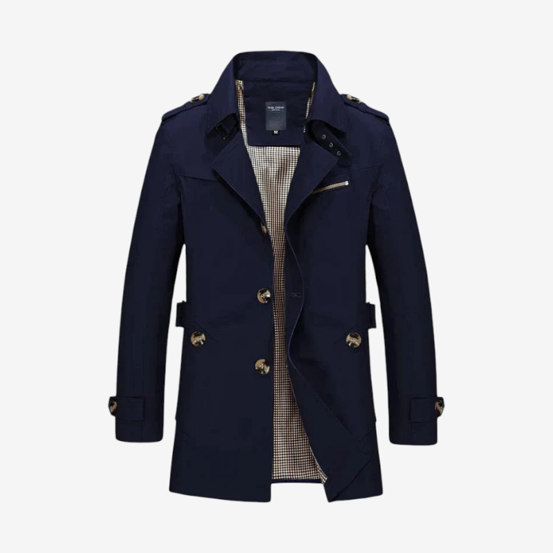Trenchly - Slim Fit Windbreaker Trench Coat With Button Closure