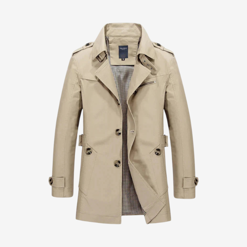 Trenchly - Slim Fit Windbreaker Trench Coat With Button Closure