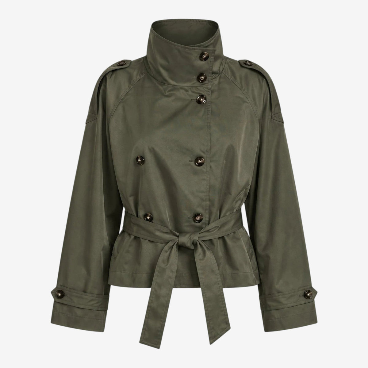 Classic - Women's Short Double-Breasted Trench Coat with Belt