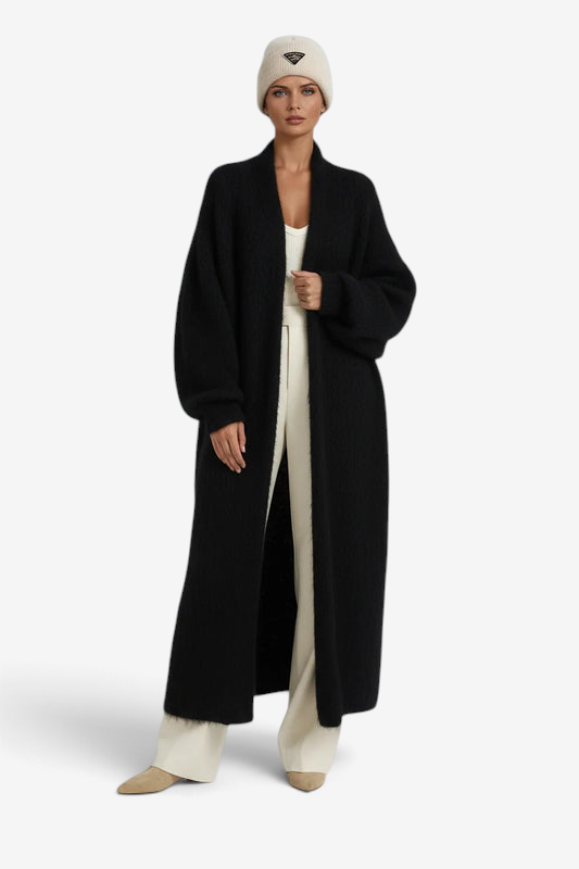 Sleek - Long Open Front Cardigan with Dropped Shoulders