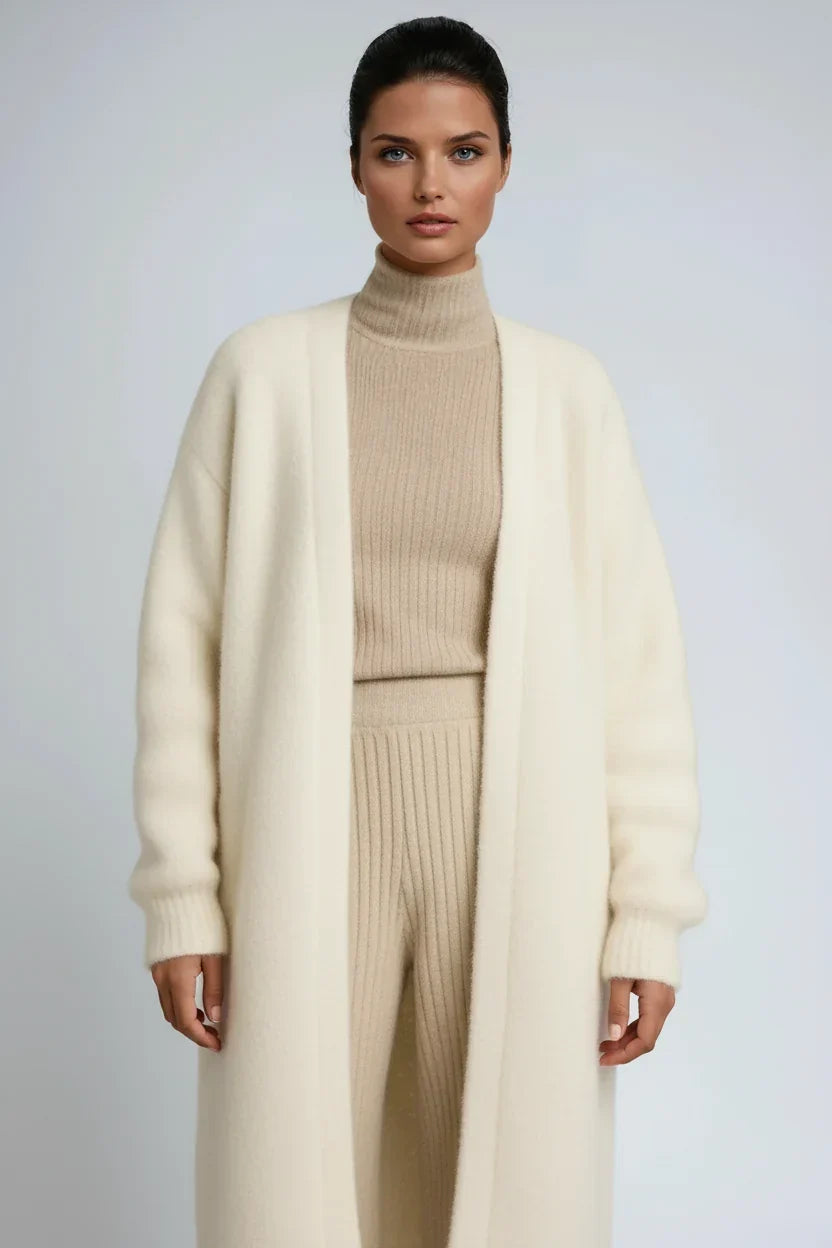 Sleek - Long Open Front Cardigan with Dropped Shoulders