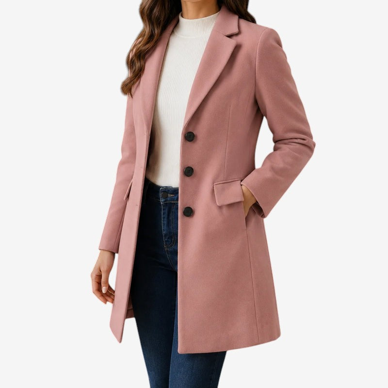 Flapelle - Tailored Mid-Length Coat with Notched Lapels