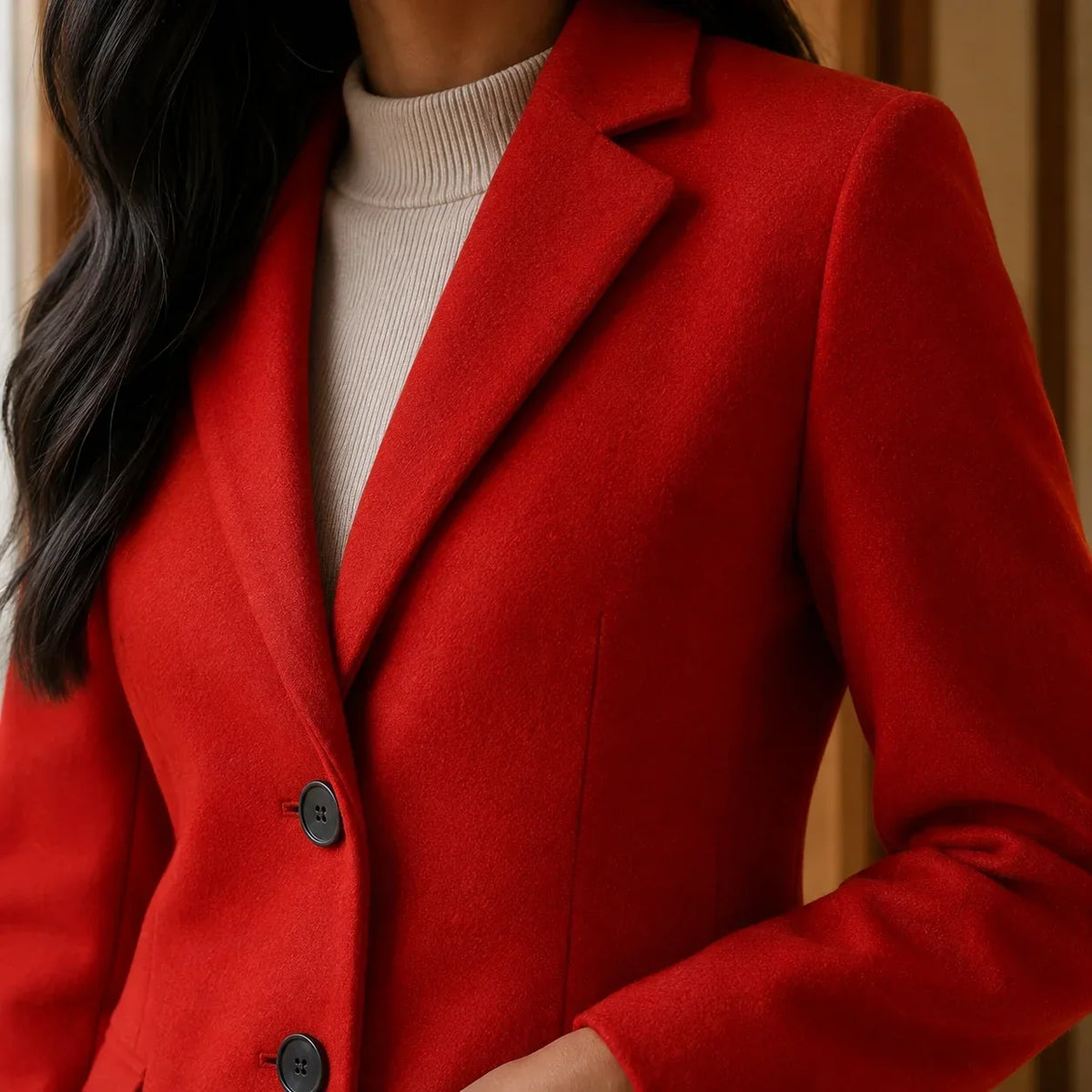 Flapelle - Tailored Mid-Length Coat with Notched Lapels