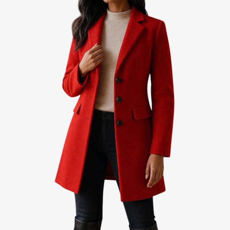 Flapelle - Tailored Mid-Length Coat with Notched Lapels