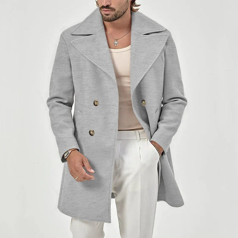 Drape - Double-Breasted Coat with Wide Notched Lapels