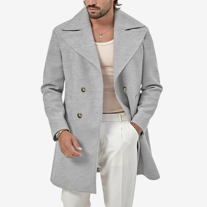 Drape - Double-Breasted Coat with Wide Notched Lapels
