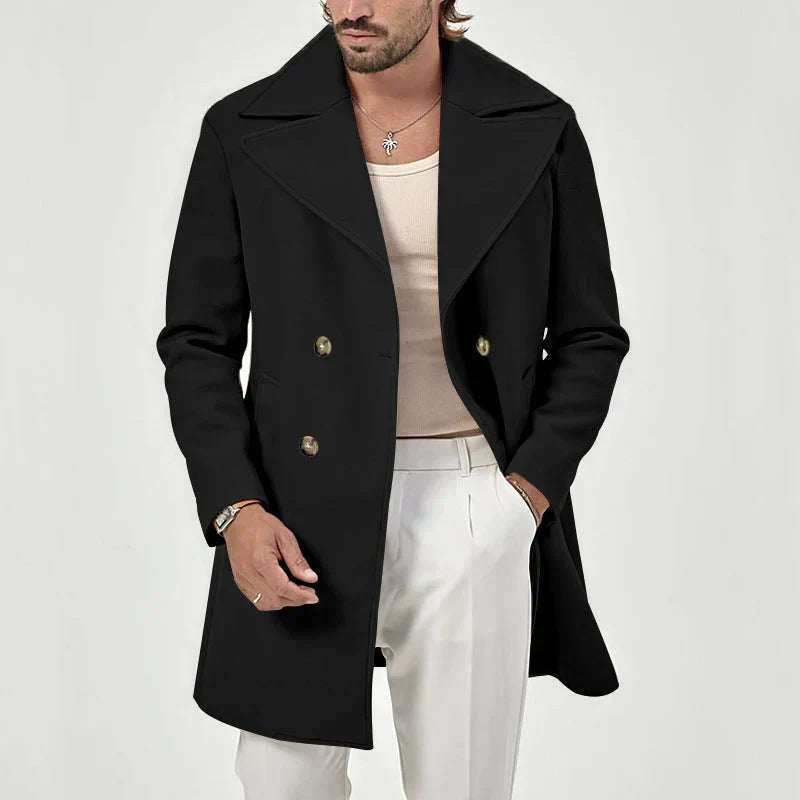 Drape - Double-Breasted Coat with Wide Notched Lapels