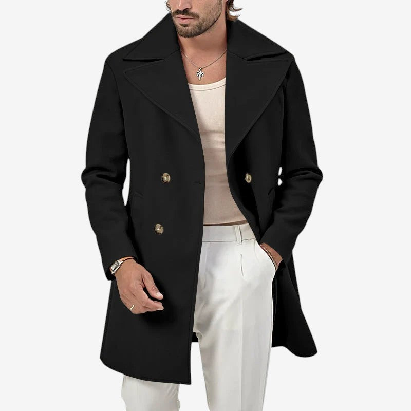 Drape - Double-Breasted Coat with Wide Notched Lapels