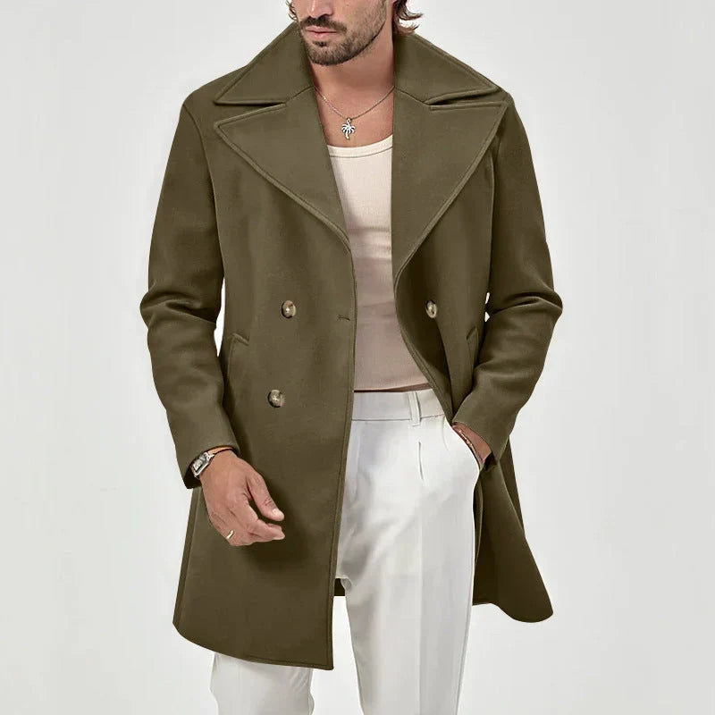 Drape - Double-Breasted Coat with Wide Notched Lapels