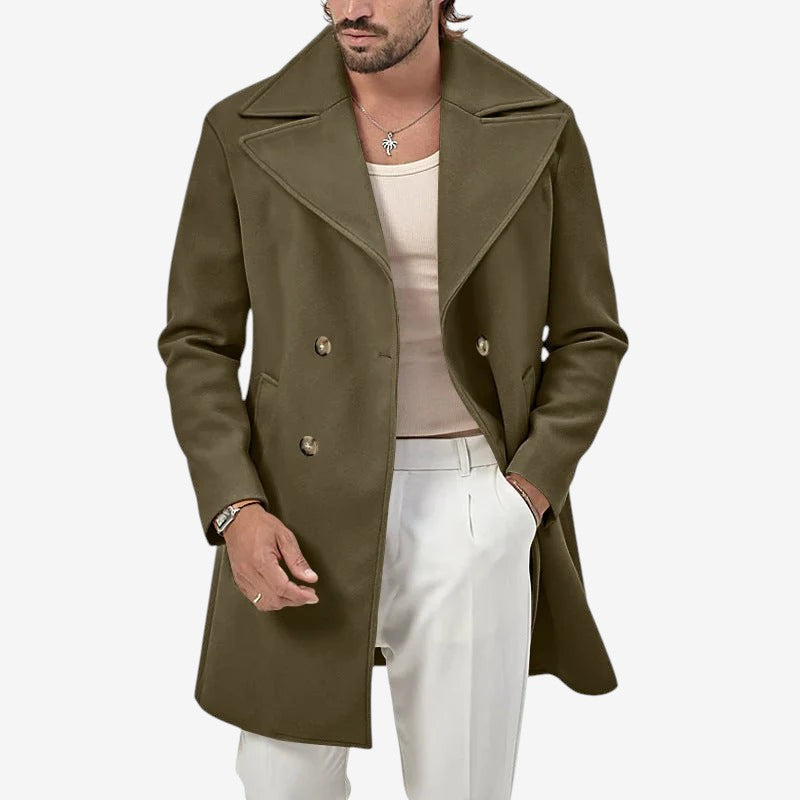 Drape - Double-Breasted Coat with Wide Notched Lapels