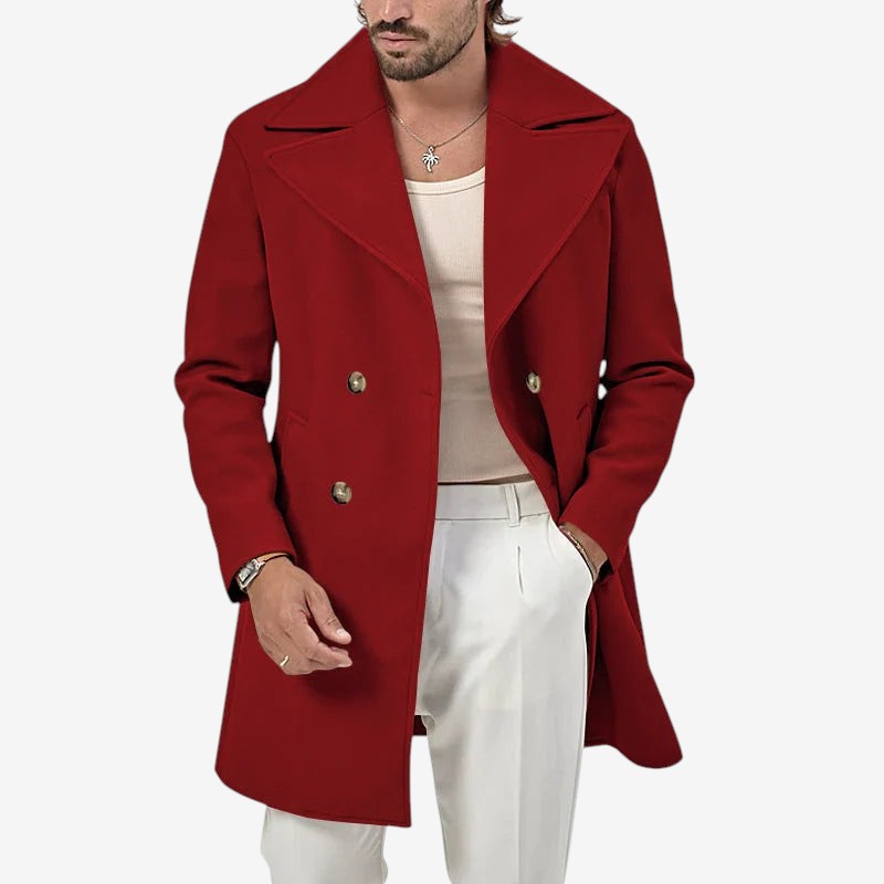 Drape - Double-Breasted Coat with Wide Notched Lapels