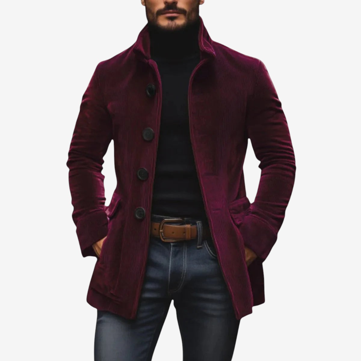 Craft - Men's Coat with Stand Collar and Side Welt Pockets