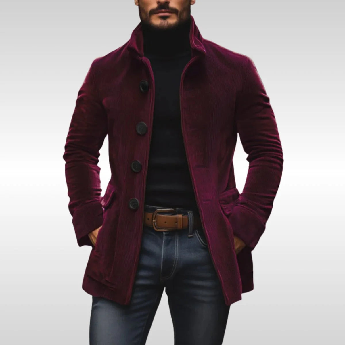 Craft - Men's Coat with Stand Collar and Side Welt Pockets