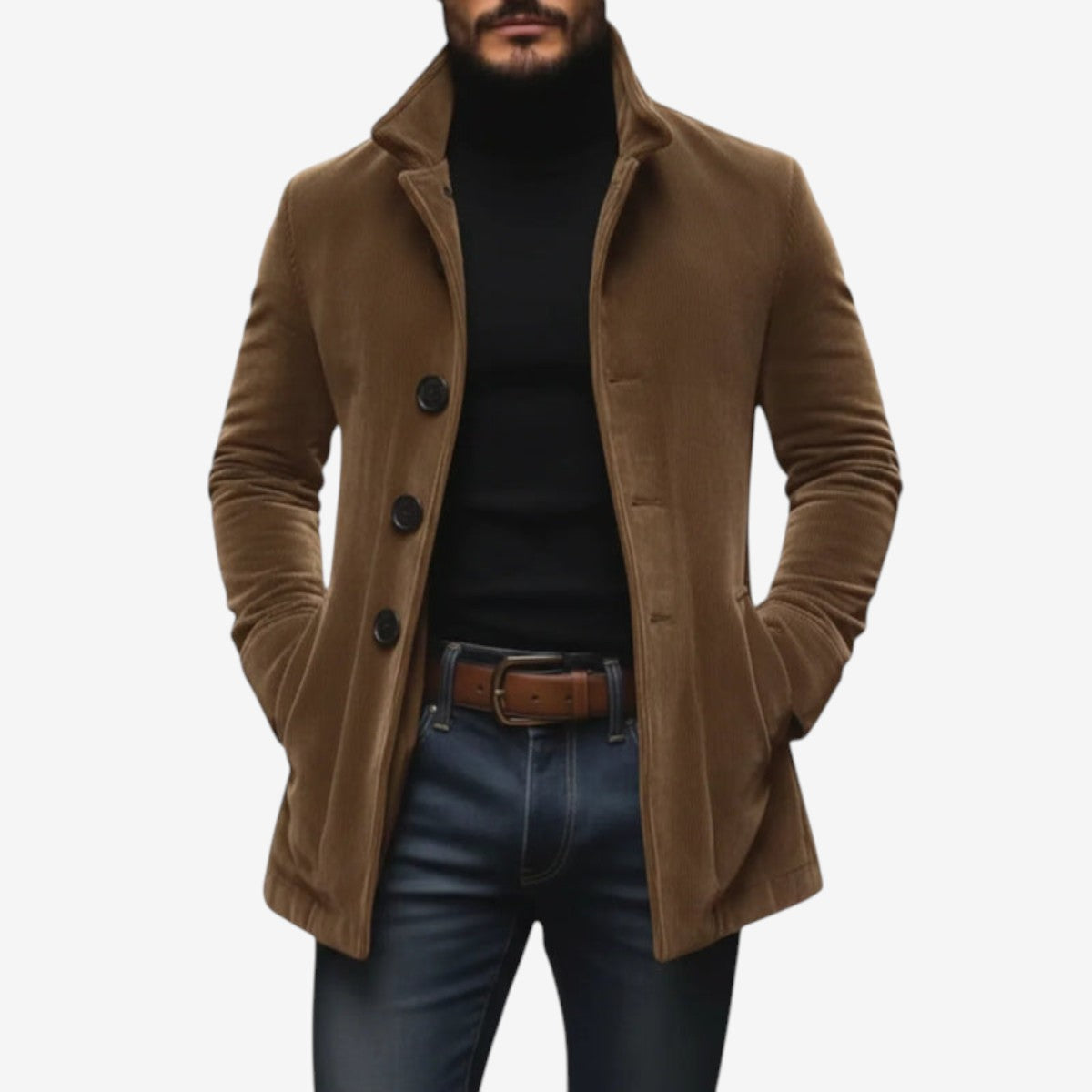 Craft - Men's Coat with Stand Collar and Side Welt Pockets