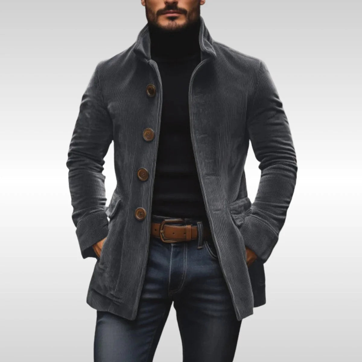 Craft - Men's Coat with Stand Collar and Side Welt Pockets