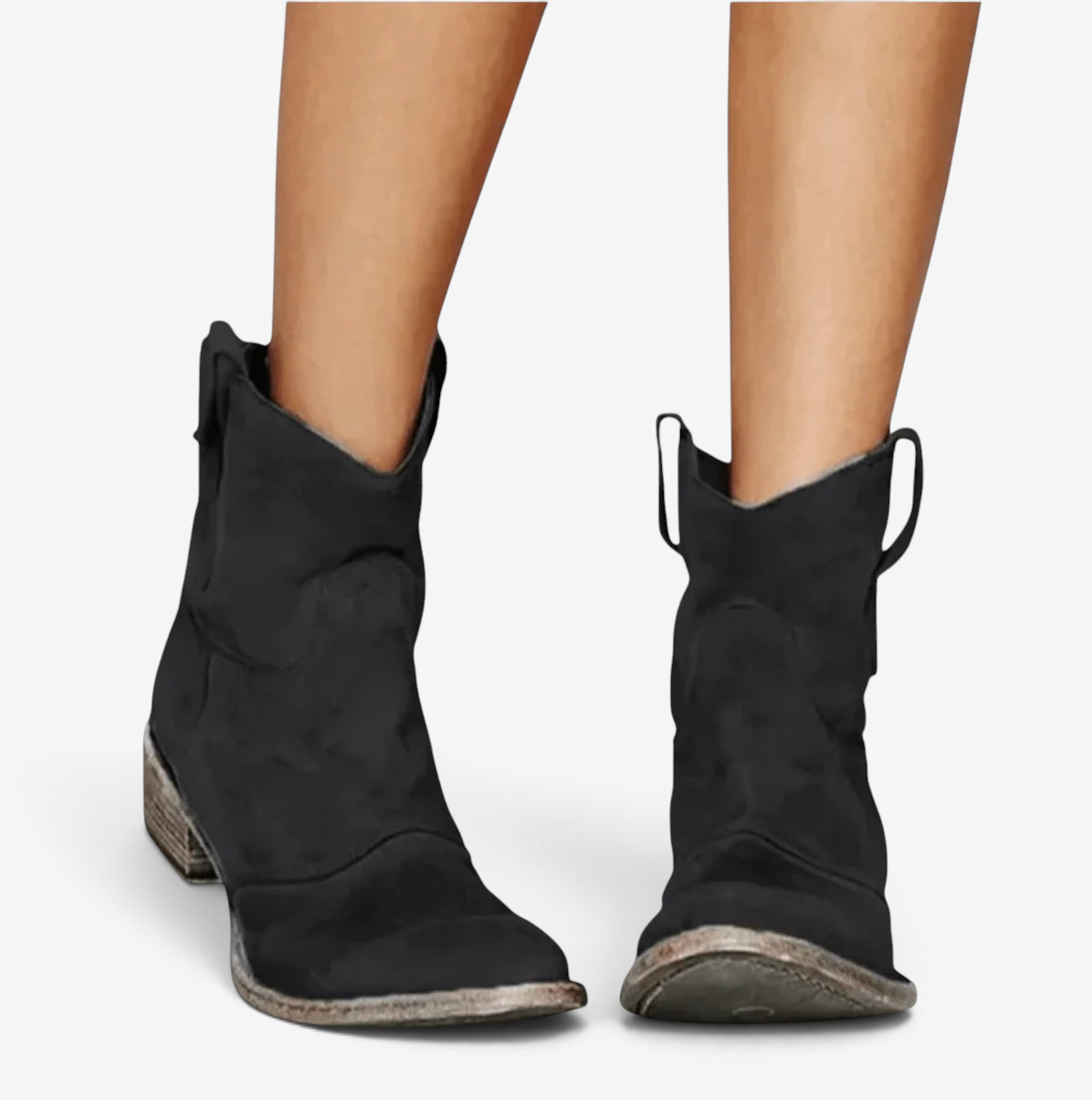 Heelzip - Block Heel Ankle Boots with Side Zipper