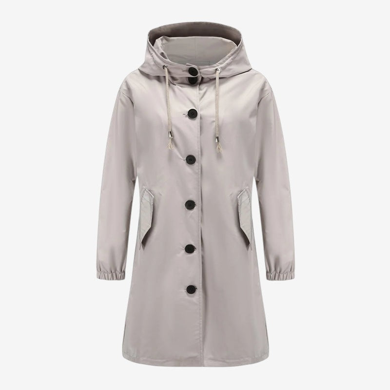 Parkline - Women's long-sleeved parka with hood and button closure