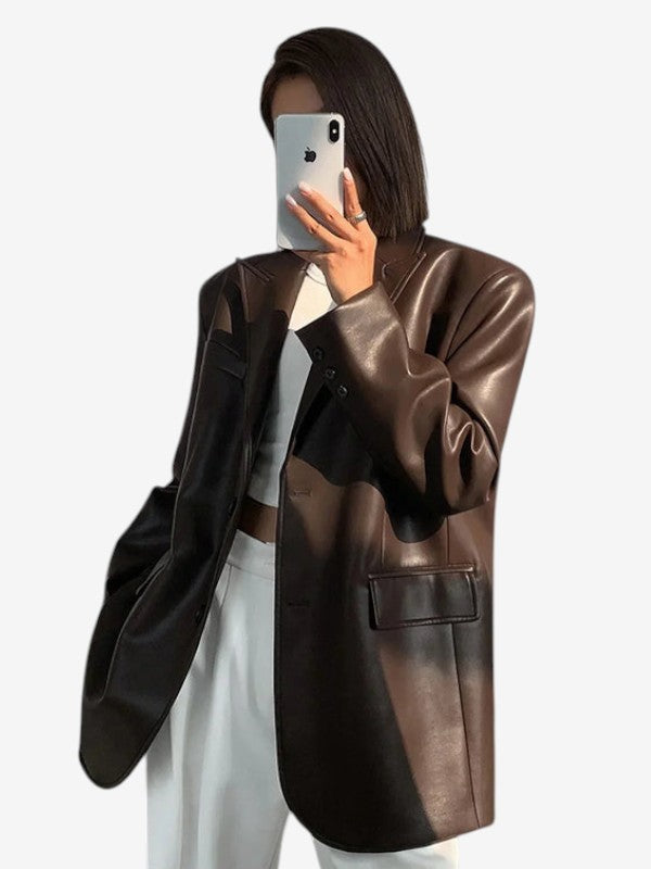 Vent - Women's Oversized Blazer with Notched Lapel Collar