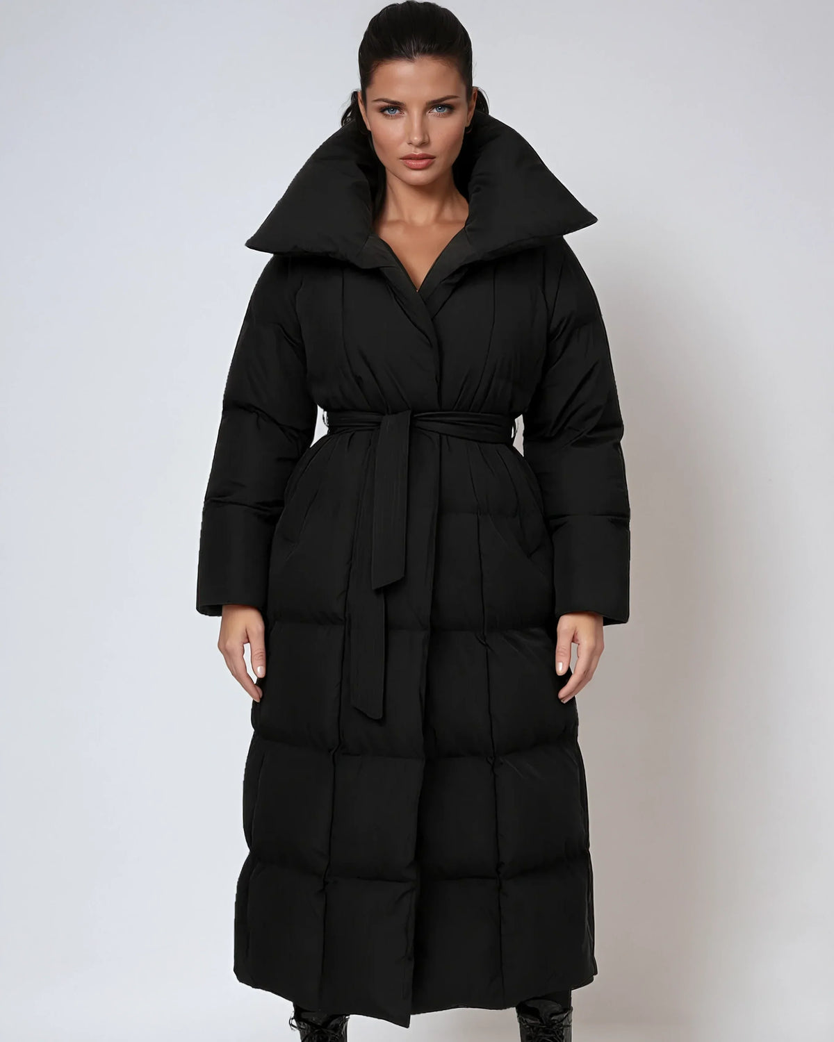 Thermal - Women’s Long Quilted Parka with Belt and Collar