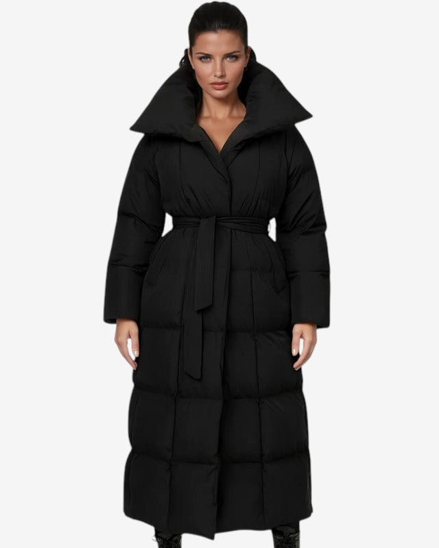Thermal - Women’s Long Quilted Parka with Belt and Collar