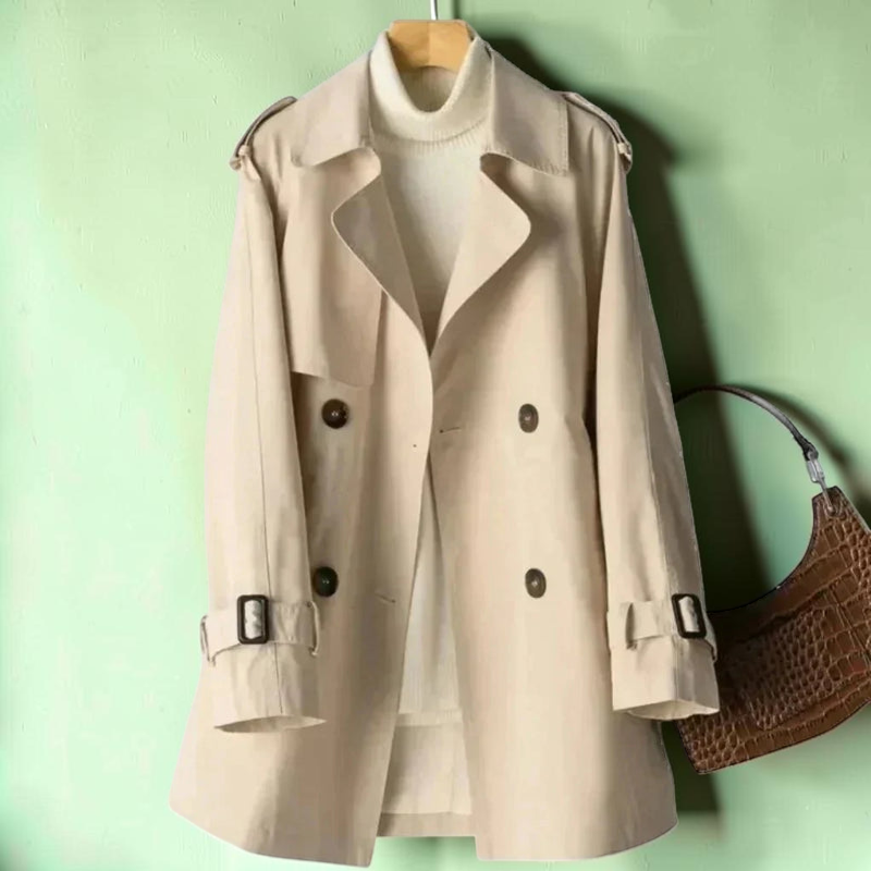 Beltrum - Belted Trench Coat with Double-Breasted Closure