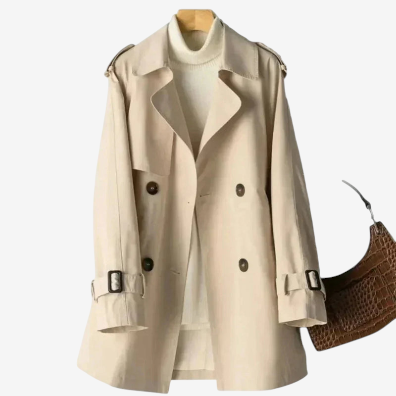 Beltrum - Belted Trench Coat with Double-Breasted Closure