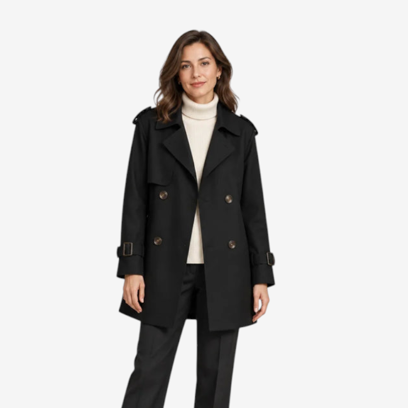 Beltrum - Belted Trench Coat with Double-Breasted Closure