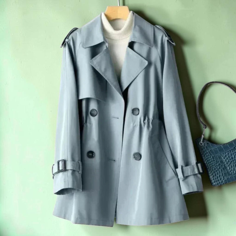 Beltrum - Belted Trench Coat with Double-Breasted Closure