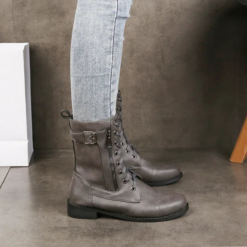 Stride - Women's High Boots with Laces and Side Zip