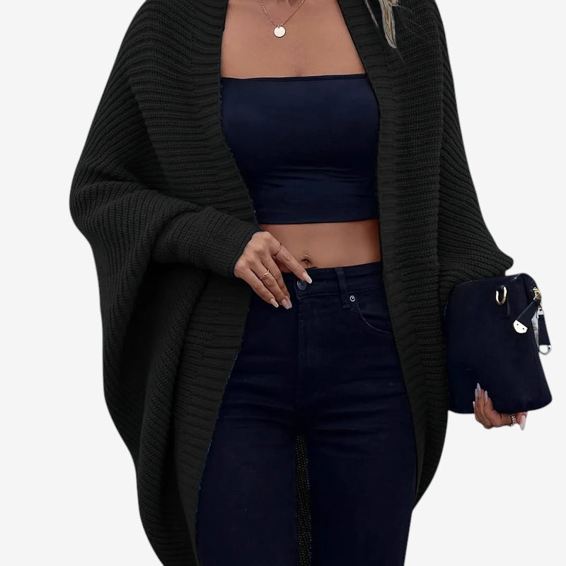 Knitora - Mid-Length Solid Cardigan
