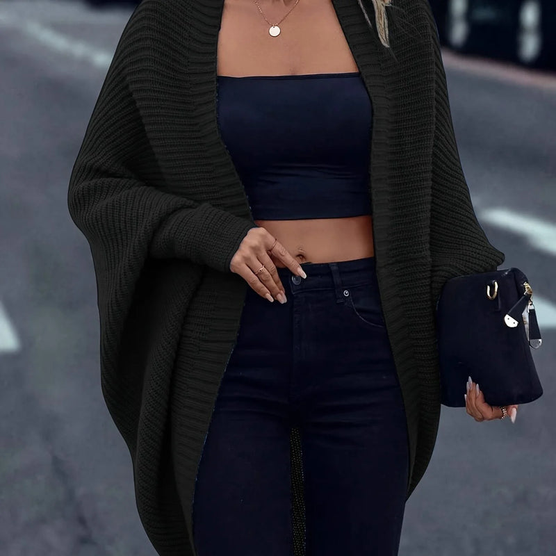 Knitora - Mid-Length Solid Cardigan