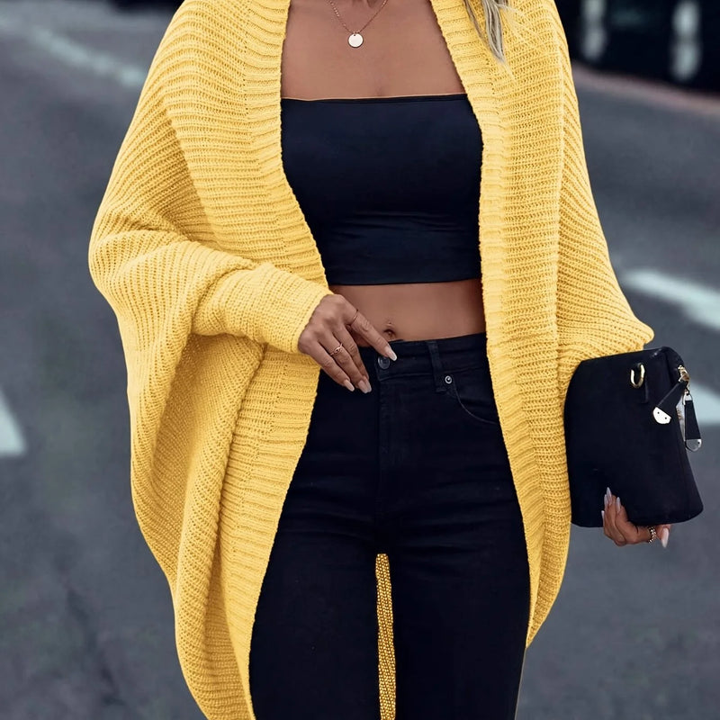 Knitora - Mid-Length Solid Cardigan