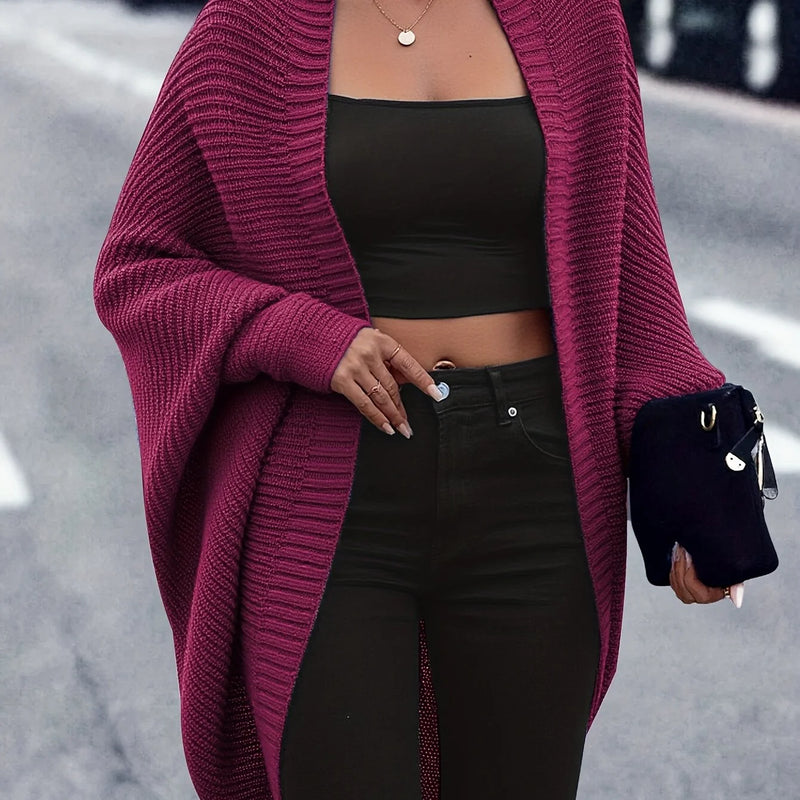 Knitora - Mid-Length Solid Cardigan