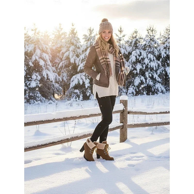 Rugged - Women's Lace-Up Ankle Boots with Stacked