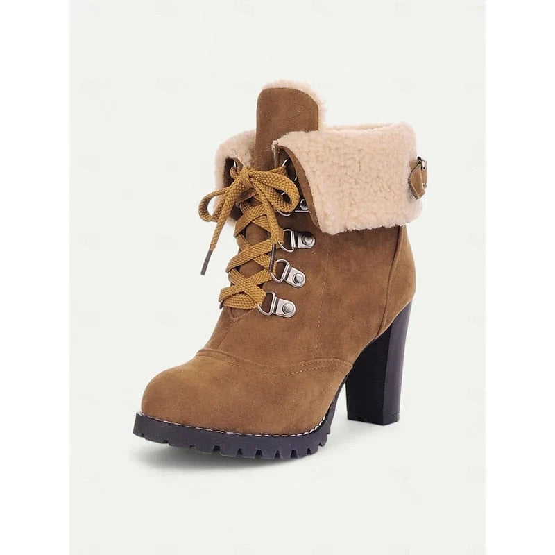Rugged - Women's Lace-Up Ankle Boots with Stacked