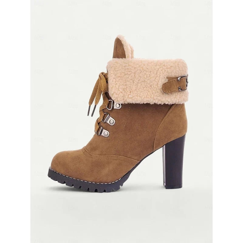 Rugged - Women's Lace-Up Ankle Boots with Stacked
