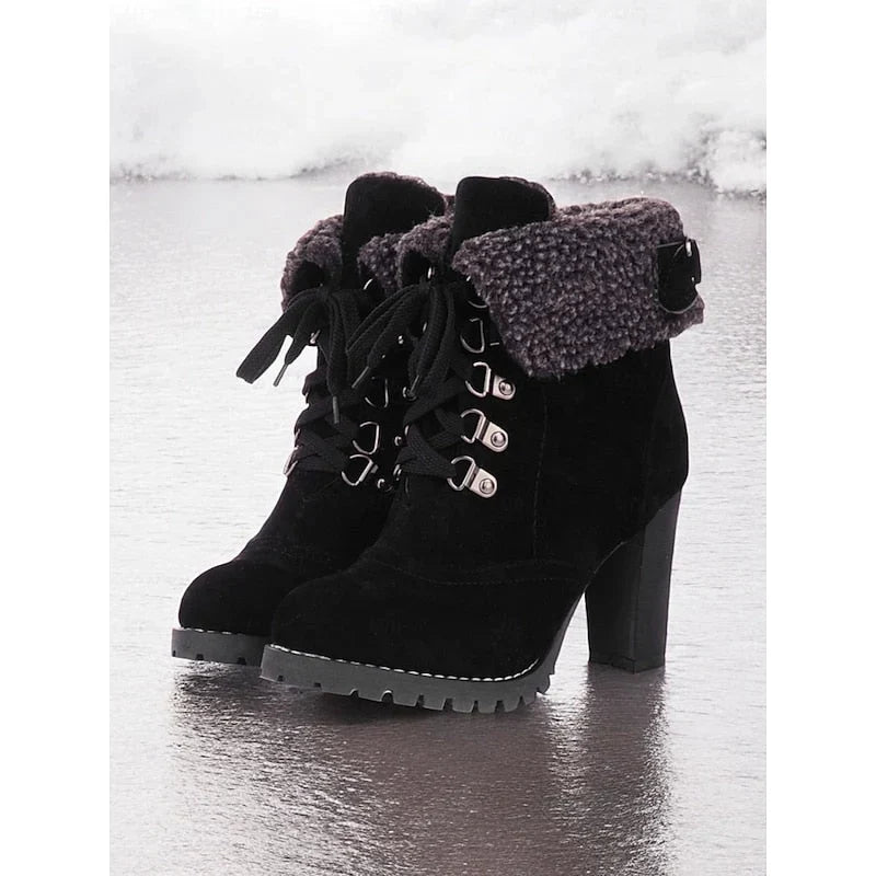 Rugged - Women's Lace-Up Ankle Boots with Stacked