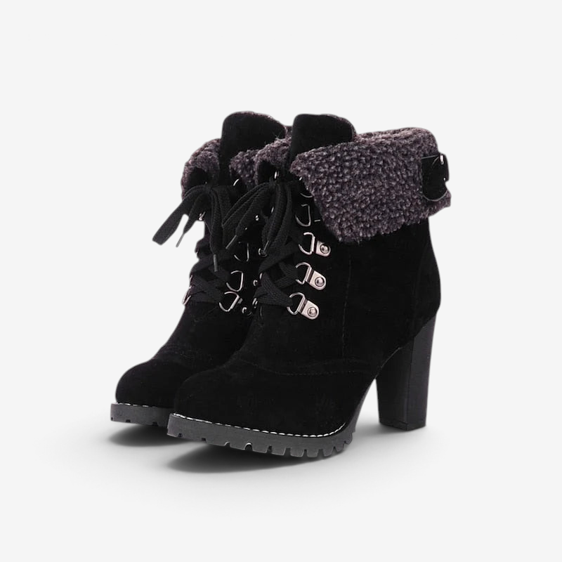 Rugged - Women's Lace-Up Ankle Boots with Stacked
