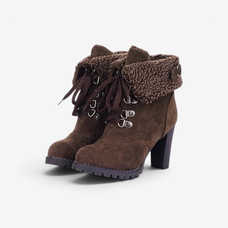 Rugged - Women's Lace-Up Ankle Boots with Stacked
