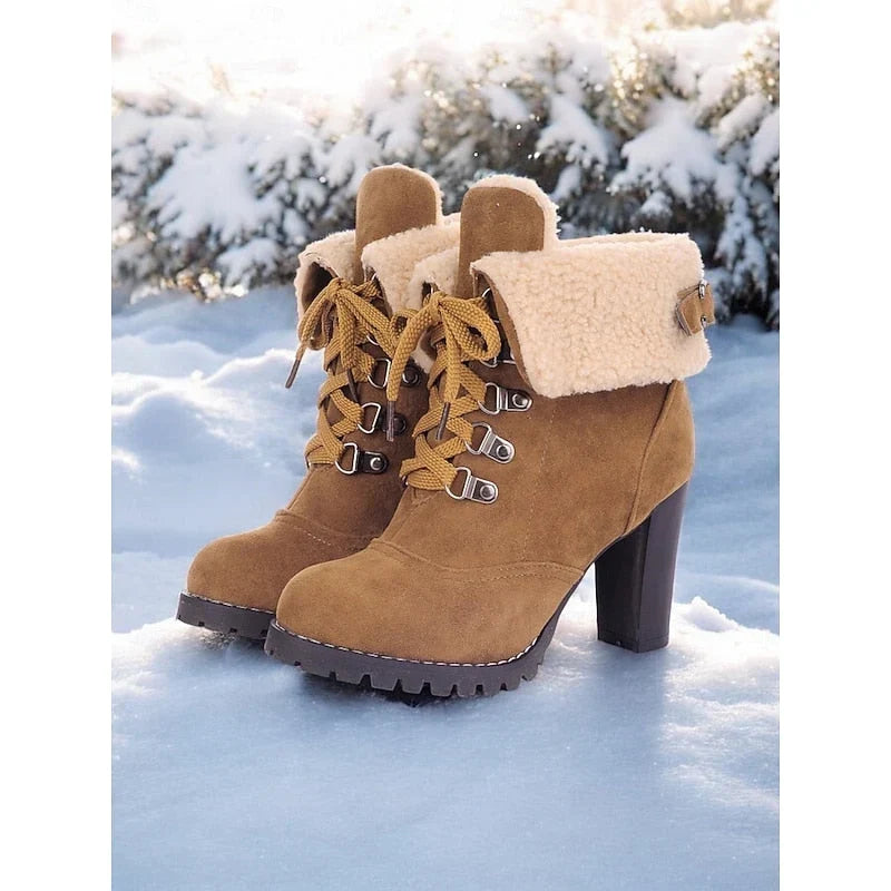 Rugged - Women's Lace-Up Ankle Boots with Stacked