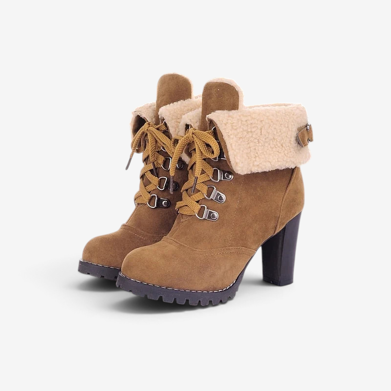Rugged - Women's Lace-Up Ankle Boots with Stacked