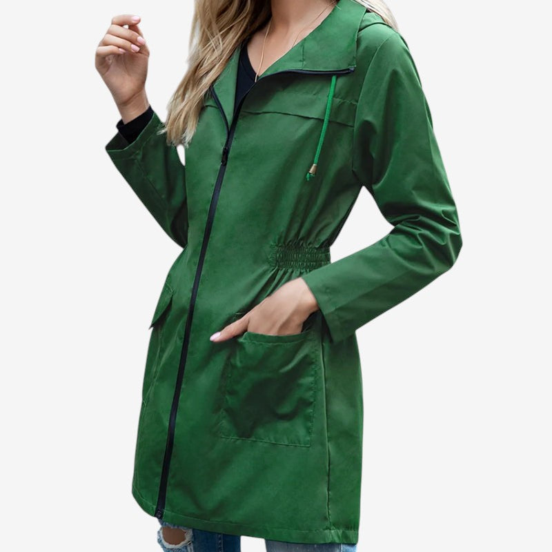 Silhouette - Mid-Length Hooded Jacket with Elastic Waist