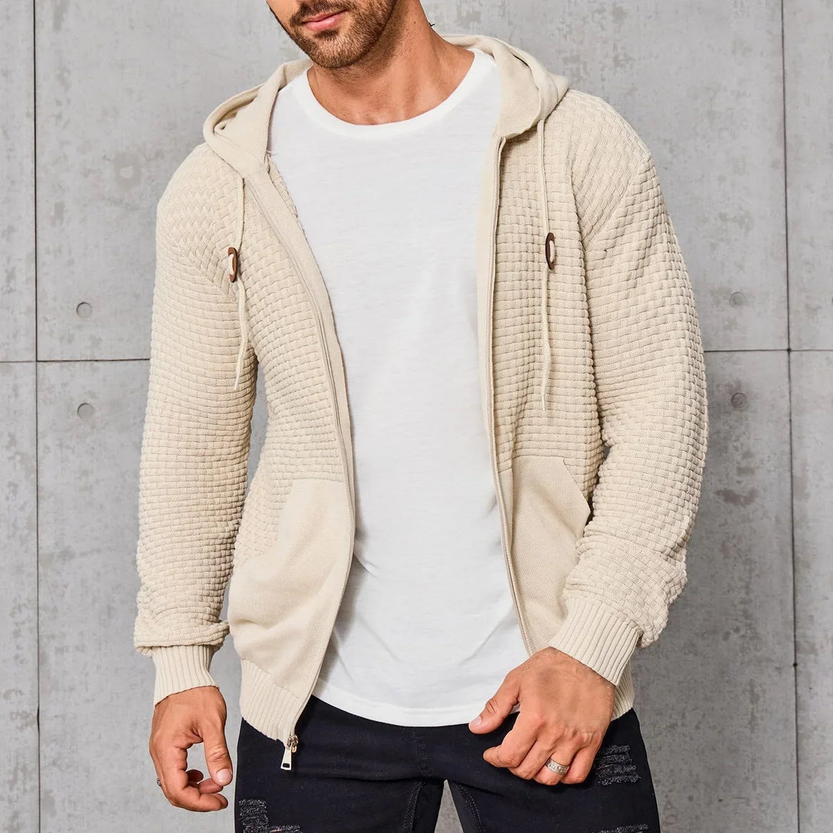 Braided - Hoodie with Textured Braided Pattern