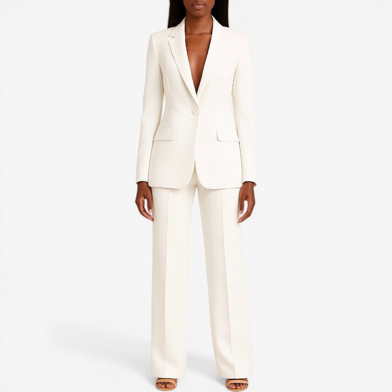 Women's Slim-Fit Blazer with Long Sleeve Pants Suit Set